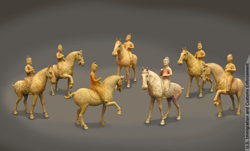 Horse with Riders Sculptures from Chinese Tomb