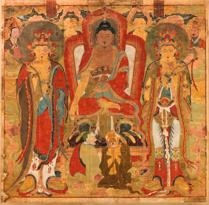 Korean Sakyamuni Triad Painting