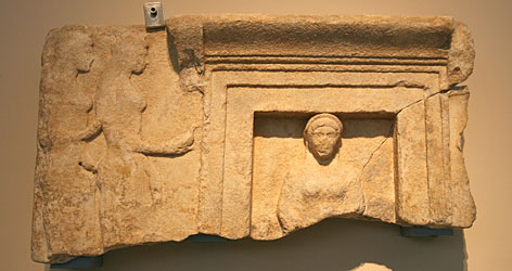 Greek Marble Relief of Women Offering to Goddess