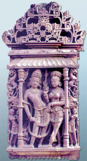 Gadgach Temple Vishnu and Lakshmi Sandstone Sculptures