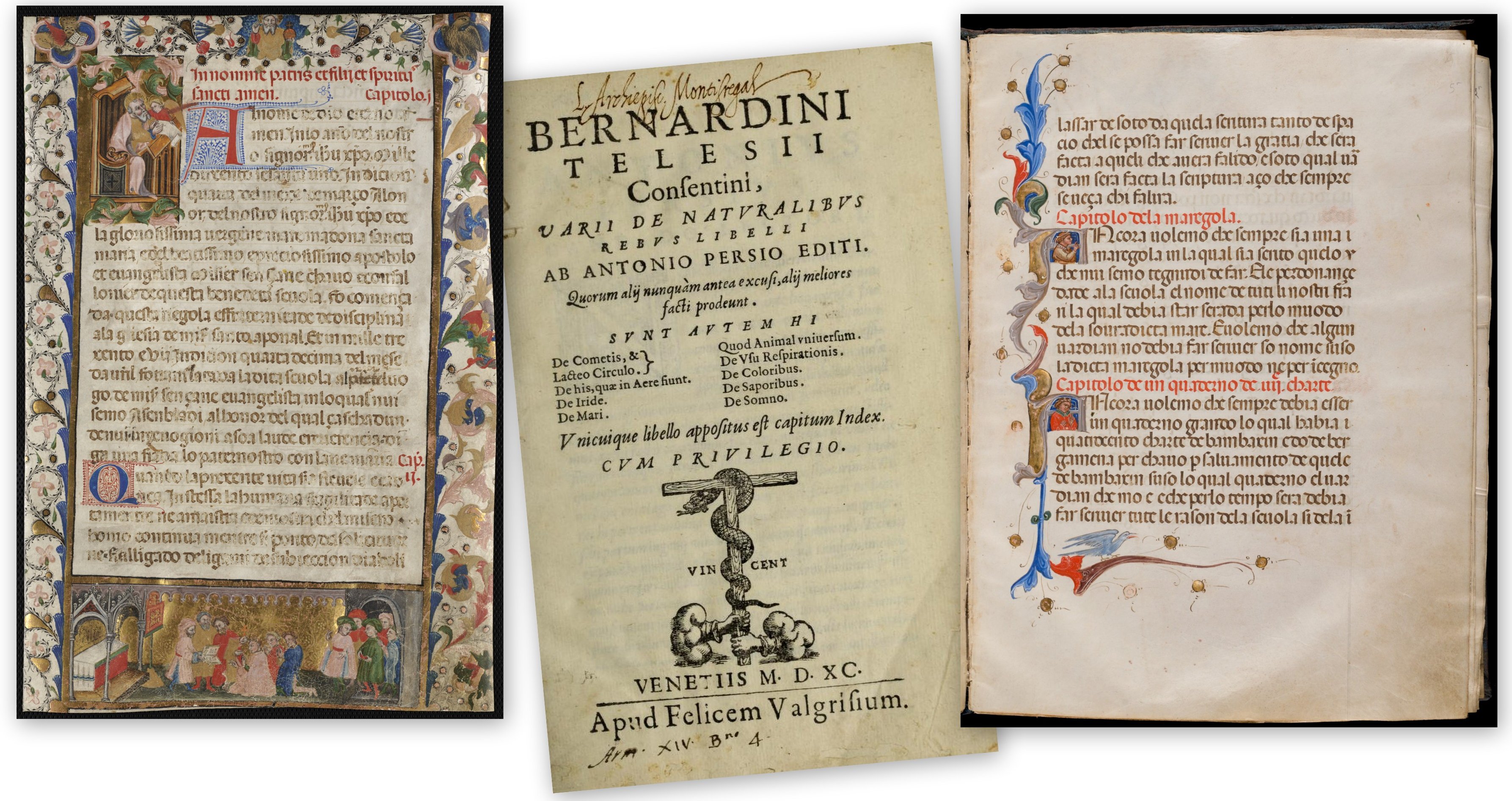 Renaissance Book and Illuminated Page of Renaissance Book