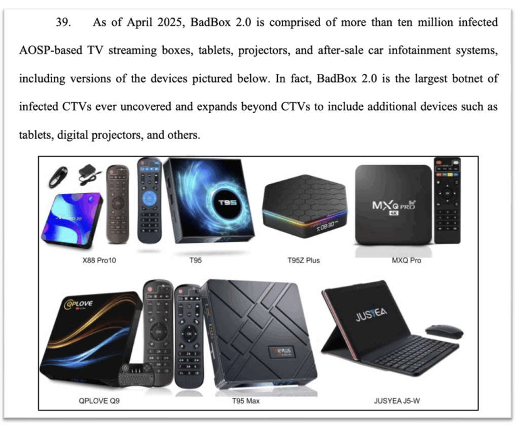 Impacted open-source Android devices impacted by BOTNET 2.0.