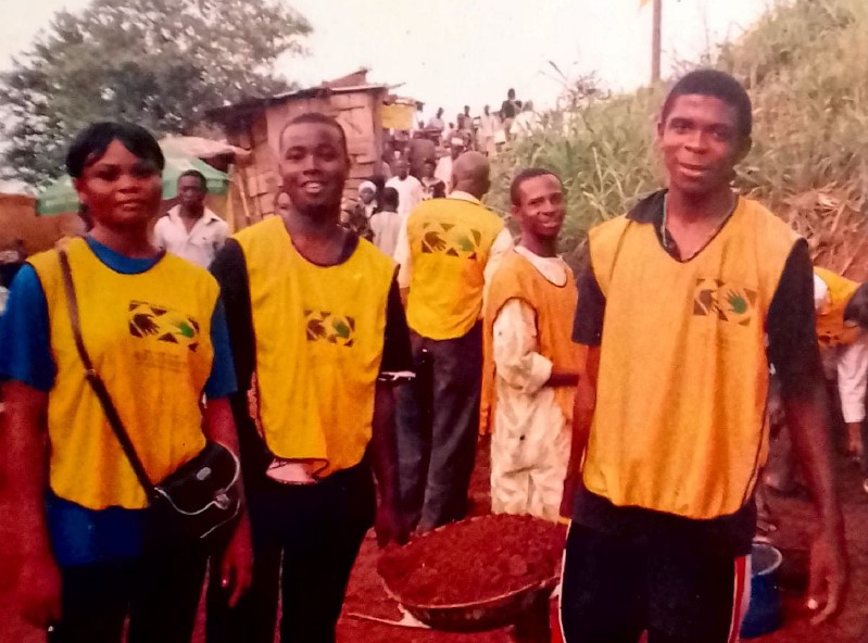 Ibadan, Nigeria, 2005. Mormon Helping Hands. Members of the Sawmill Branch were building a bridge to help pedestrians come down from the overhead bridge