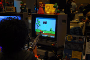 nintendo gun pointing at the game Duck Hunt